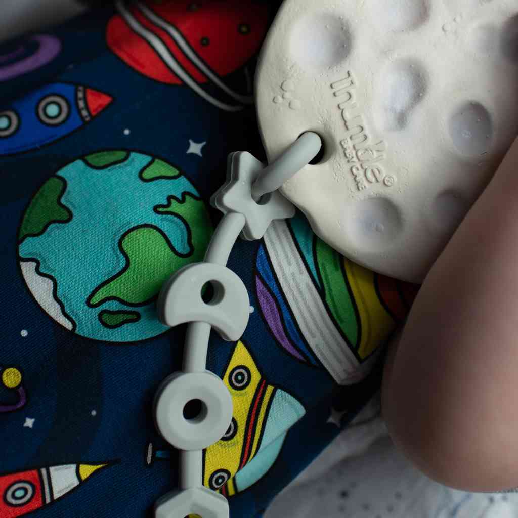 Moon Biscuit baby bath and teether toy attach to a toy strap - Squiggle Strap