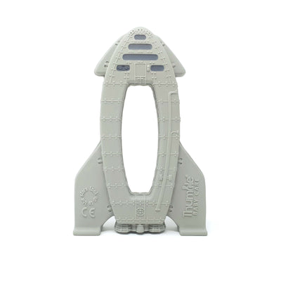 OrBITEr Rocket Shaped Natural Rubber Space Toy front side by Thumble Baby Care